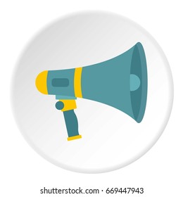 Loudspeaker icon in flat circle isolated on white background vector illustration for web