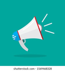 Loudspeaker icon in flat design. Symbol of rally or protest. Vector Megaphone icon.