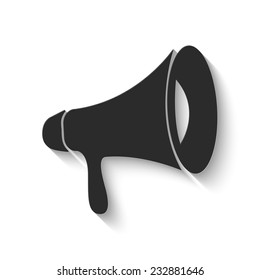 loudspeaker icon - gray vector illustration with shadow