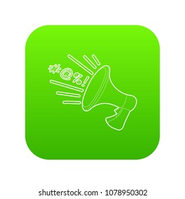 Loudspeaker icon green vector isolated on white background