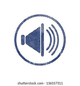 loudspeaker icon with halftone dots print texture. Macro newspaper style vector symbol.