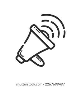 Icono de altavoz. Estilo de diseño de dibujo manual. Vector.