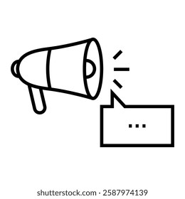 Loudspeaker icon in line style with editable stroke. Icon depicting an announcement using a loudspeaker