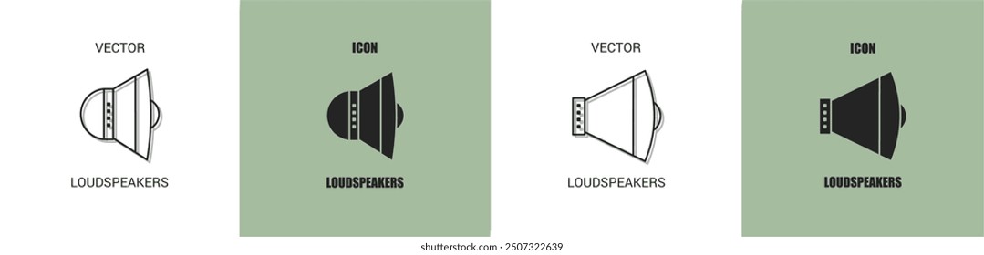 Línea del icono del altavoz. Ilustración vectorial de altavoces.