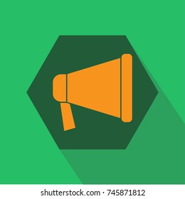 loudspeaker icon with long shadow