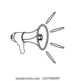 Loudspeaker icon. Megaphone sign. Announcement symbol. Line icon on white background. Vector illustration.