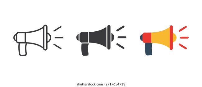 Icono de altavoz. Ilustración vectorial de ícono de megáfono. Símbolo de megáfono eléctrico con sonido. Icono de megáfono de altavoz