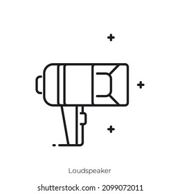 Lautsprechersymbol. Konkretes Stildesign einzeln auf weißem Hintergrund