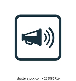 loudspeaker icon Rounded squares button, on white background 