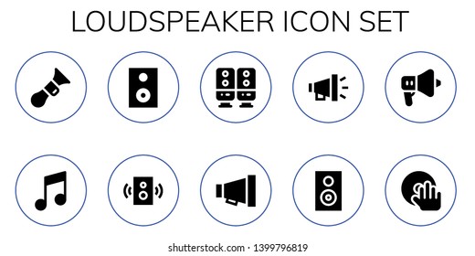 loudspeaker icon set. 10 filled loudspeaker icons.  Simple modern icons about  - Horn, Music, Speaker, Megaphone, DJ