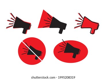 Loudspeaker icon set. Broadcasting news. Vector illustration