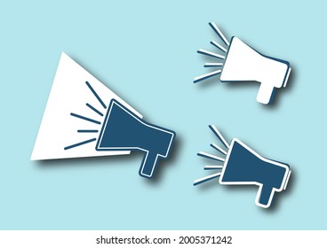 Conjunto de iconos de altavoz. Noticias de transmisión. Ilustración del vector