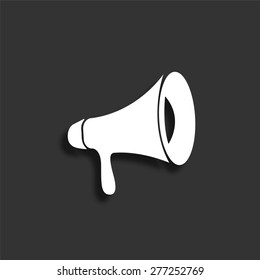 Loudspeaker icon with shadow - vector illustration