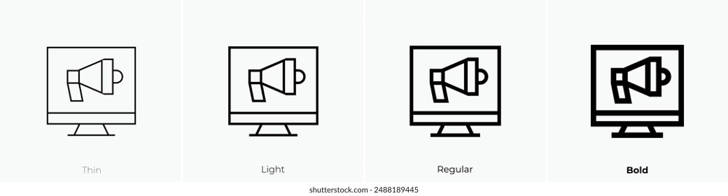 loudspeaker icon. Thin, Light Regular And Bold style design isolated on white background