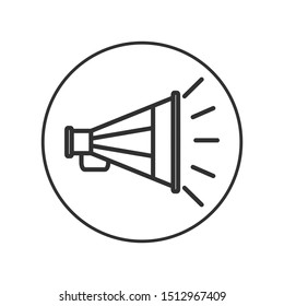 Loudspeaker icon. Thin line. Isolated on white background. 
