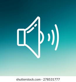 Loudspeaker icon thin line for web and mobile, modern minimalistic flat design. Vector white icon on gradient mesh background.