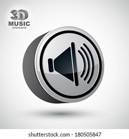 Loudspeaker icon, vector 3d design element.