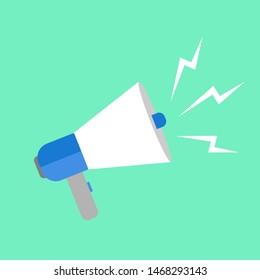 loudspeaker icon vector, Announcement flat design symbol style  on green background. Can be used in web and mobile - vector