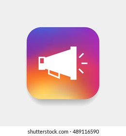 Loudspeaker icon vector, clip art. Also useful as logo, square app icon, web element, symbol, graphic image, silhouette and illustration.