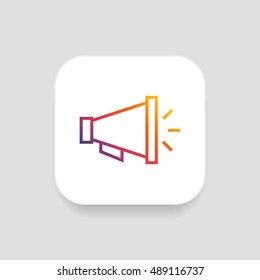 Loudspeaker icon vector, clip art. Also useful as logo, square app icon, web element, symbol, graphic image, silhouette and illustration.