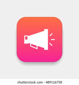 Loudspeaker icon vector, clip art. Also useful as logo, square app icon, web element, symbol, graphic image, silhouette and illustration.