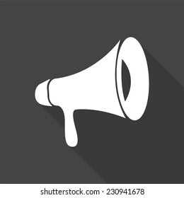 loudspeaker icon - vector illustration with long shadow isolated on gray 
