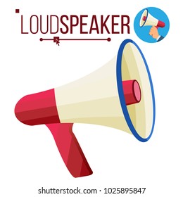 Loudspeaker Icon Vector. Megaphone, Bullhorn Symbol. Promotion, Advertising Banner Design Element. Isolated Flat Cartoon Illustration