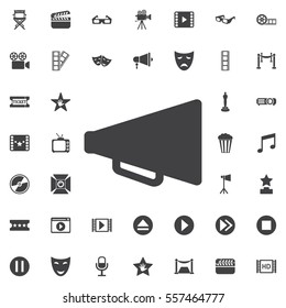 Loudspeaker icon, vector on the white background. Set of movie icons