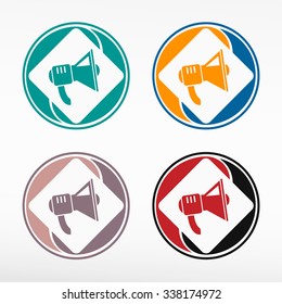 Loudspeaker icon, vector. Round color set. Web icon element. 