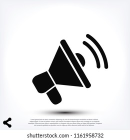 loudspeaker icon vector, stock vector illustration flat design style