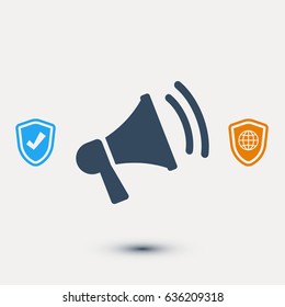 loudspeaker icon vector, stock vector illustration flat design style