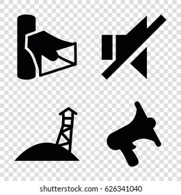 Loudspeaker icons set. set of 4 loudspeaker filled icons such as volume, no sound