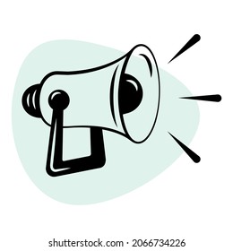 Ilustración del altavoz. Línea delgada del icono de megáfono. Icono del altavoz aislado en fondo blanco. Vector. 