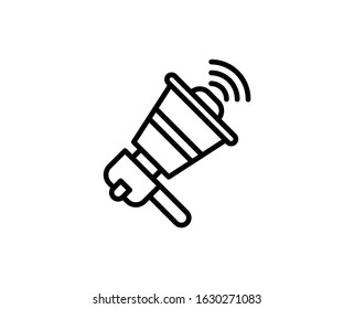 Loudspeaker line icon. High quality outline symbol for web design or mobile app. Thin line sign for design logo. Black outline pictogram on white background