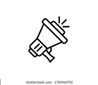 Loudspeaker line icon. High quality outline symbol for web design or mobile app. Thin line sign for design logo. Black outline pictogram on white background