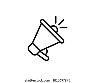 Icono de línea del altavoz. Símbolo de esquema de alta calidad para diseño web o aplicación móvil. Firma de línea delgada para el logotipo de diseño. Pictograma de contorno negro sobre fondo blanco