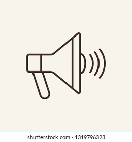 Loudspeaker line icon. Megaphone on white background. Advertising concept. Vector illustration can be used for topics like marketing, digital