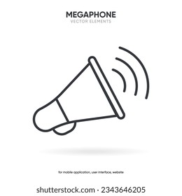 Loudspeaker line icon, megaphone and website symbol, horn vector graphics, a linear pattern on a white background.