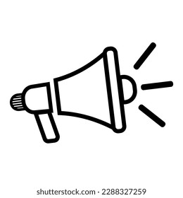 loudspeaker line icon with sound symbol. bullhorn speaker Megaphone icon. Electric megaphone icon. Loudspeaker megaphone Announcement concept. hand mike loud speaker marketing advertising.