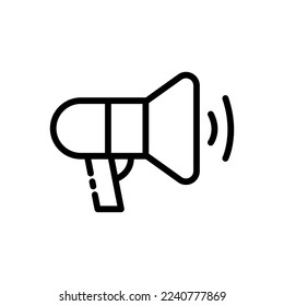Loudspeaker line icon. Voting, speech, important information, events, speaker, mouthpiece, announcement. communication concept. Vector black line icon on white background