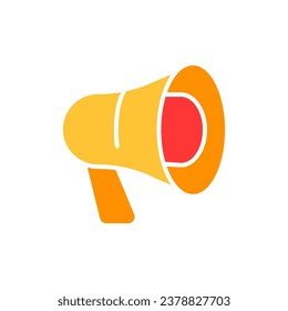 Loudspeaker line icon. Weather forecast, prime time, TV channel, radio, television, reporter, channel. Vector color icon on white background for business and advertising.