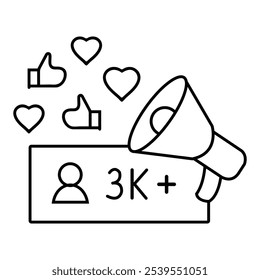 Loudspeaker with Love or like Free marketing icons black line art silhouettes