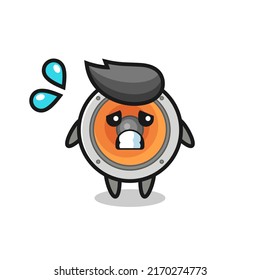 loudspeaker mascot character with afraid gesture , cute style design for t shirt, sticker, logo element