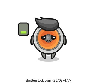 loudspeaker mascot character doing a tired gesture , cute style design for t shirt, sticker, logo element