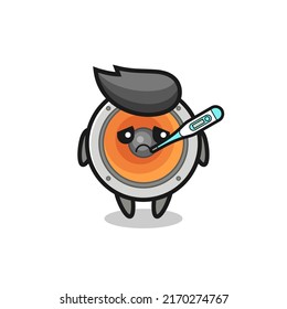 loudspeaker mascot character with fever condition , cute style design for t shirt, sticker, logo element