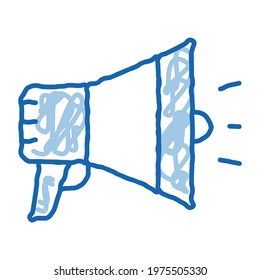 Loudspeaker Megaphone Agile Element sketch icon vector. Hand drawn blue doodle line art isolated symbol illustration