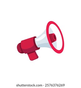 Loudspeaker, megaphone, bullhorn icon. Loud speaker, sound horn for broadcasting, announcing, advertising. Alert, alarm, announcement concept. Flat vector illustration isolated on white background