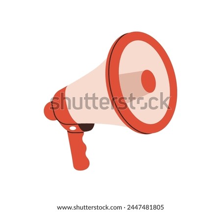 Loudspeaker, megaphone, bullhorn icon. Loud speaker, sound horn for broadcasting, announcing, advertising. Alert, alarm, announcement concept. Flat vector illustration isolated on white background