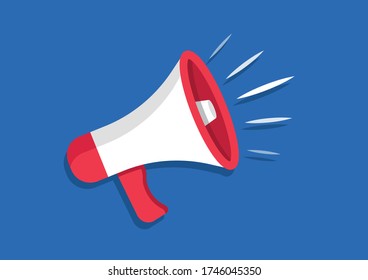 Loudspeaker and megaphone in cartoon style. Shout. Vector