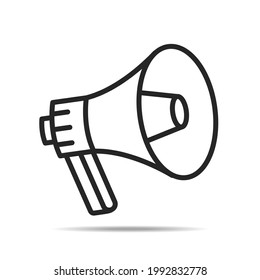 loudspeaker megaphone icon in black line style. suitable for business graphic assets, web design, banners, brochures, applications, print media, etc.
